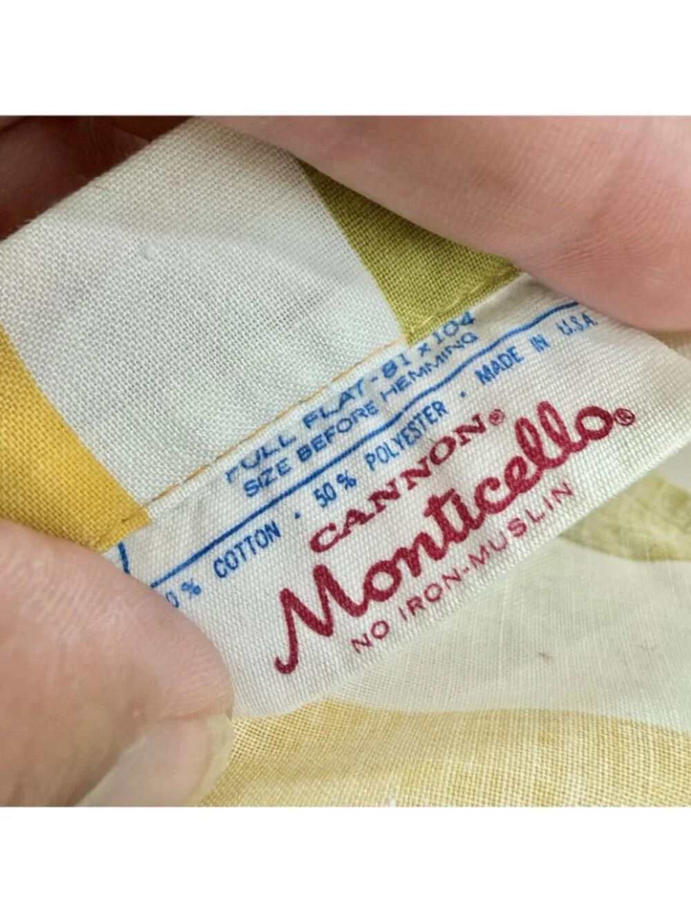 Vintage Cannon Monticello MCM Full Flat Sheet 2 Std Pillowcases Striped USA
